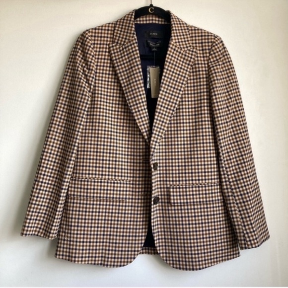 NWT J.Crew Boyfriend blazer in plaid Italian stretch wool Size 2 - Picture 1 of 15